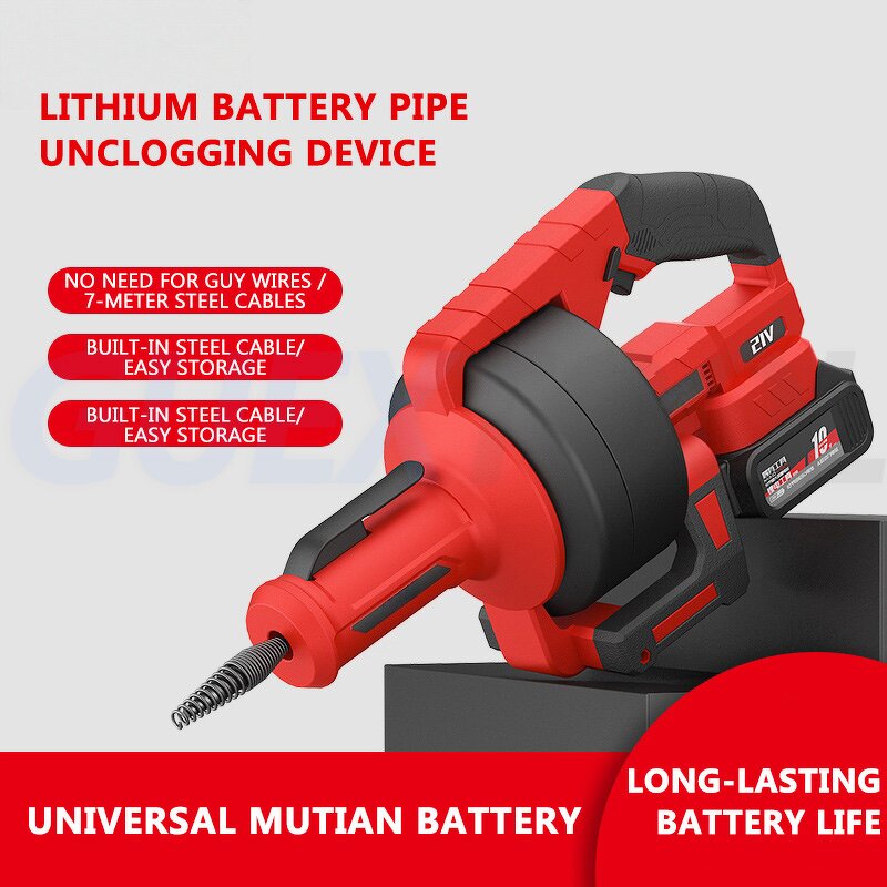 Lithium Pipeline Dredger Manufacturer - Exuan 21V 60W 7000mm Steel Cable Sewer Cleaning