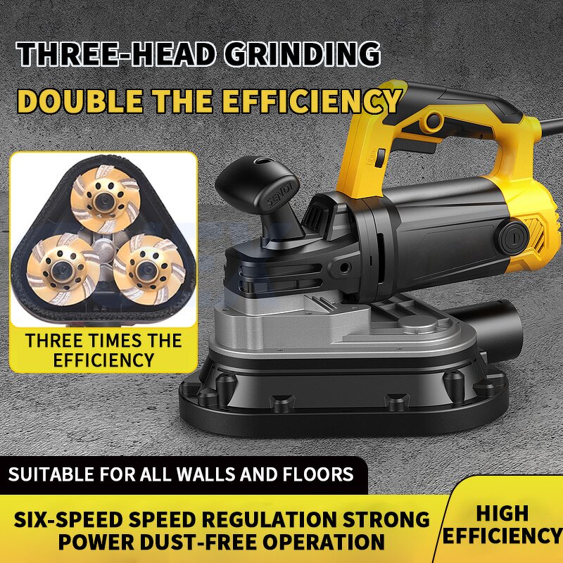 Polishing Machine Factory - Handheld Three Head Dust-free Electric Floor Grinding Concrete