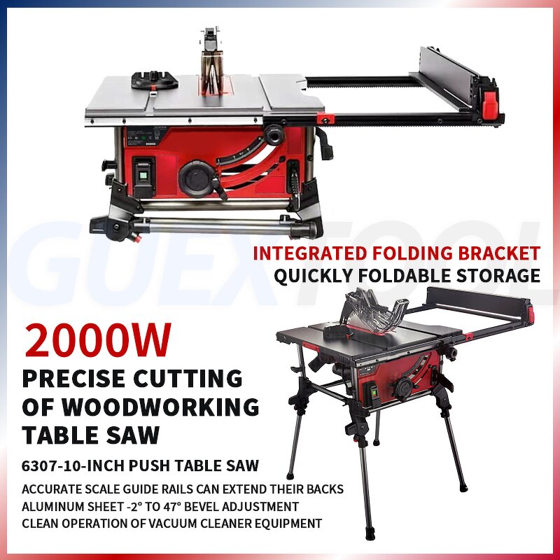 Table Saw Factory - Woodworking Vertical Multifunctional Push Precision 2000W Foldable
