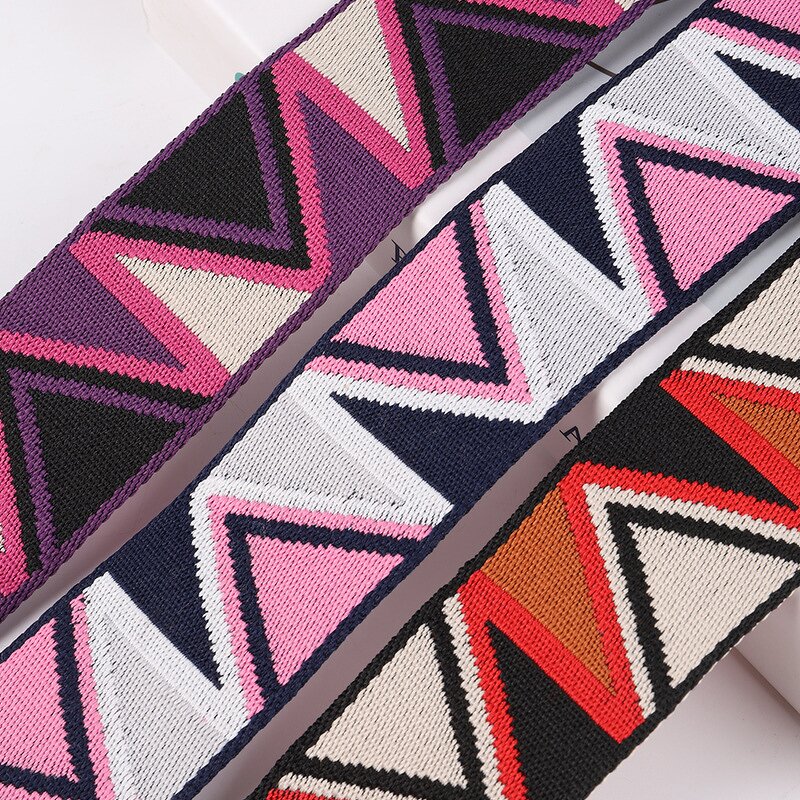 Jacquard Ribbon Supplier - 5CM Triangle Geometric Pattern for Luggage Bag Handbag Strap