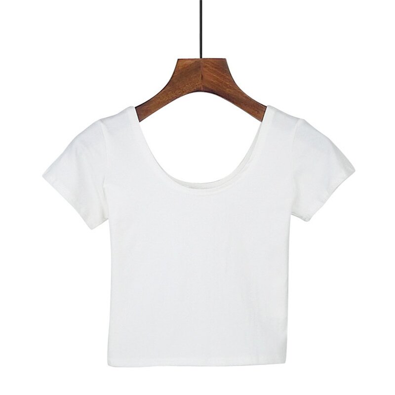 Girl Crop Tops Manufacturer - OEM Women's Solid Color Round Neck