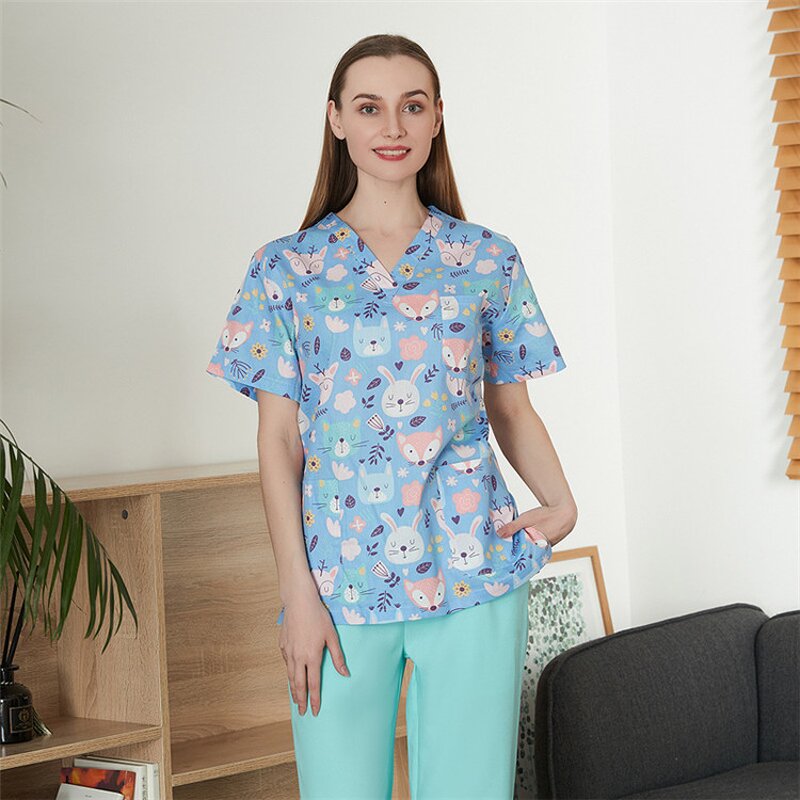 Medical Scrubs Top Manufacturer - OEM 100% Printed Cotton Wholesale