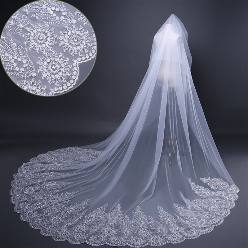 Sequins Lace Veil Factory - OEM EU Trailing Wedding Veil