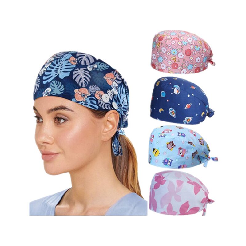 Scrub Cap Supplier - OEM Breathable Full Printed Cotton Medical