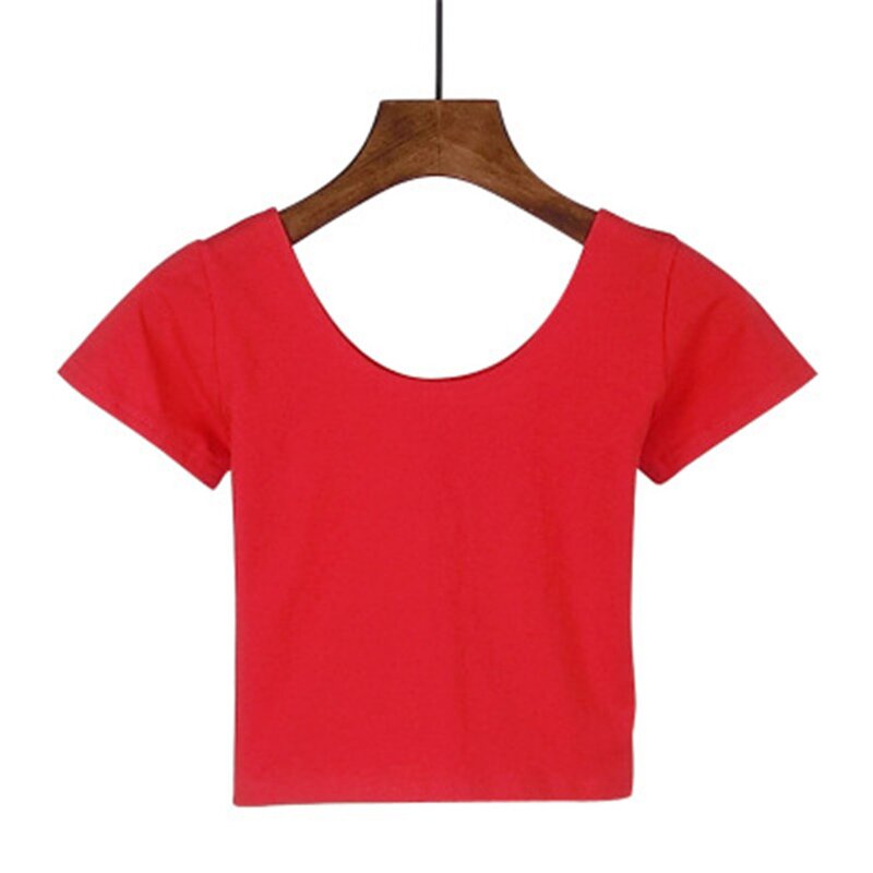 Girl Crop Tops Manufacturer - OEM Women's Solid Color Round Neck