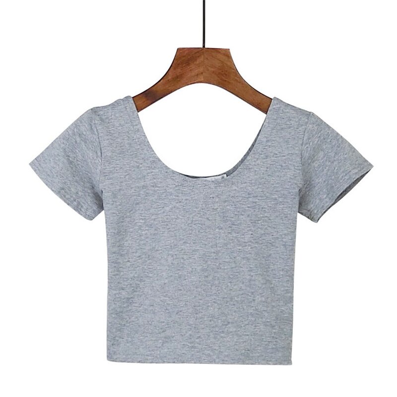 Girl Crop Tops Manufacturer - OEM Women's Solid Color Round Neck