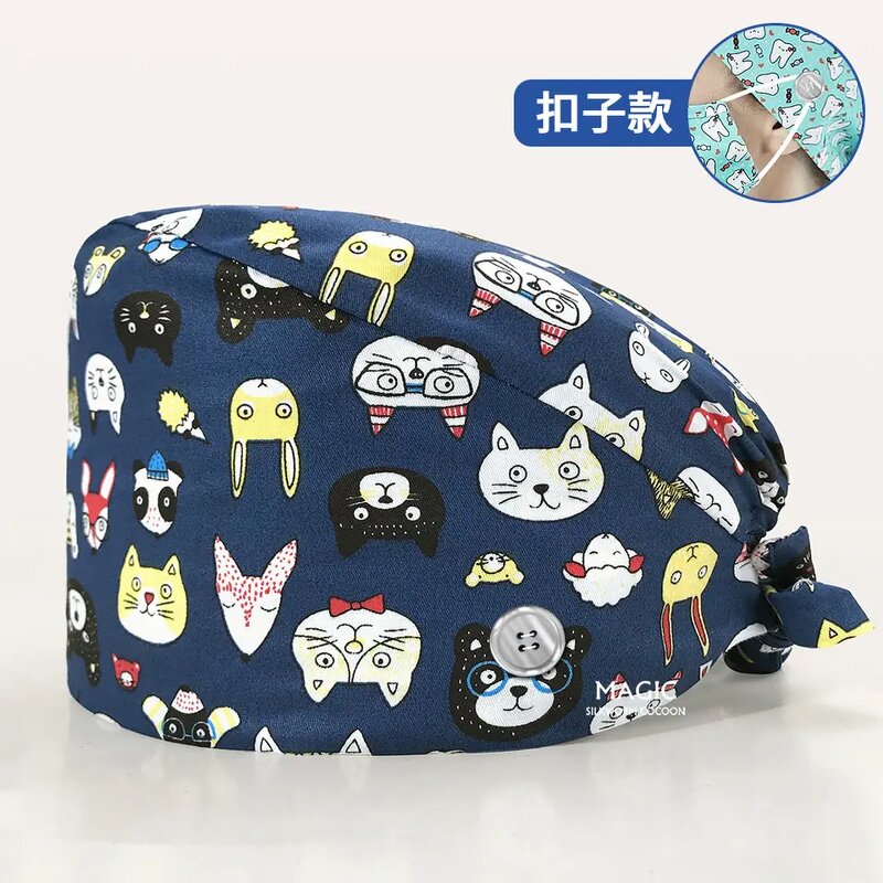 Scrub Cap Supplier - OEM Breathable Full Printed Cotton Medical