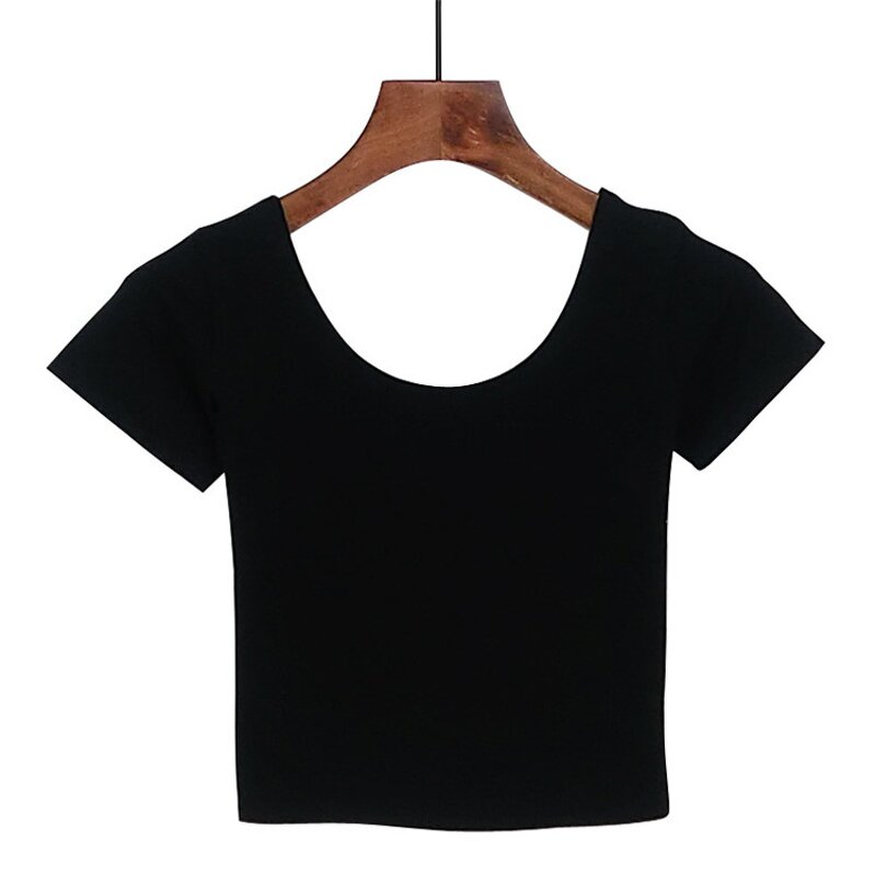 Girl Crop Tops Manufacturer - OEM Women's Solid Color Round Neck