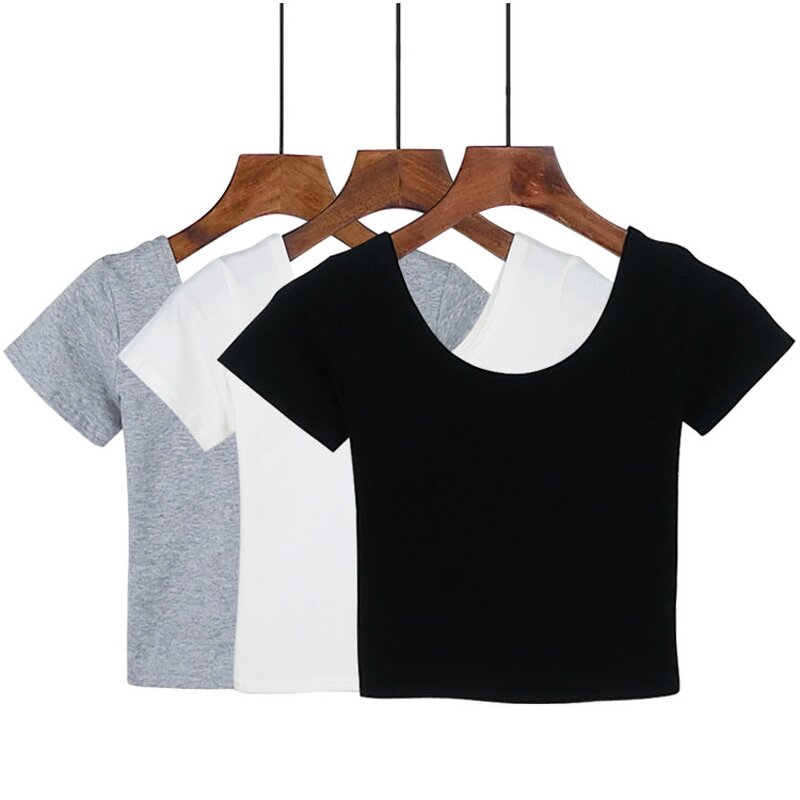 Girl Crop Tops Manufacturer - OEM Women's Solid Color Round Neck