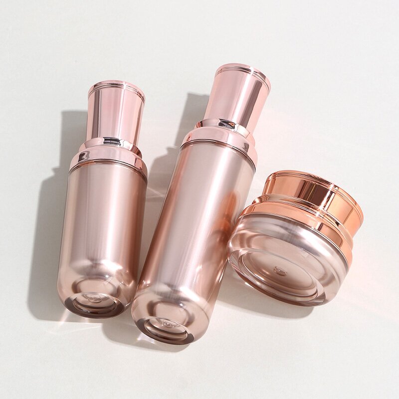 Rose Gold Cosmetic Set Supplier - OEM 15-120ml Acrylic Bottle