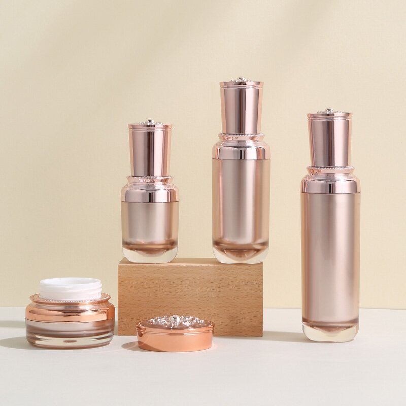 Rose Gold Cosmetic Set Supplier - OEM 15-120ml Acrylic Bottle