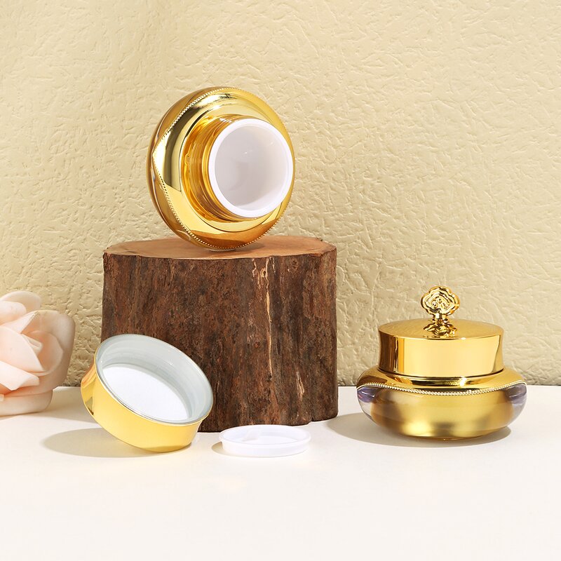 Plastic Acrylic Cream Jar Supplier - OEM Wholesale 30-50ml Gold