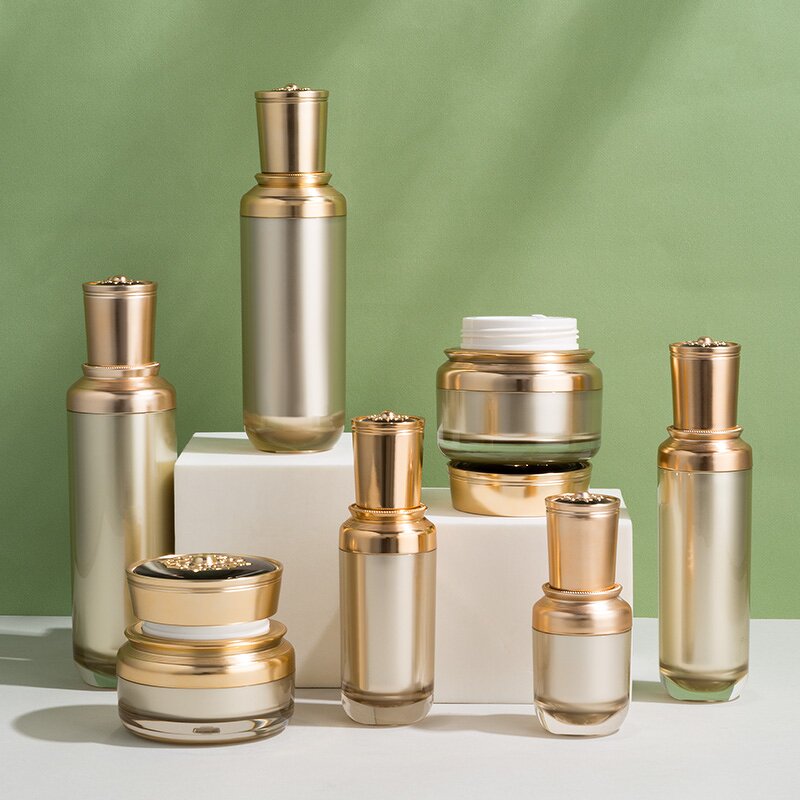 Gold Cosmetic Bottle Factory - OEM Luxury 15-100ml Acrylic