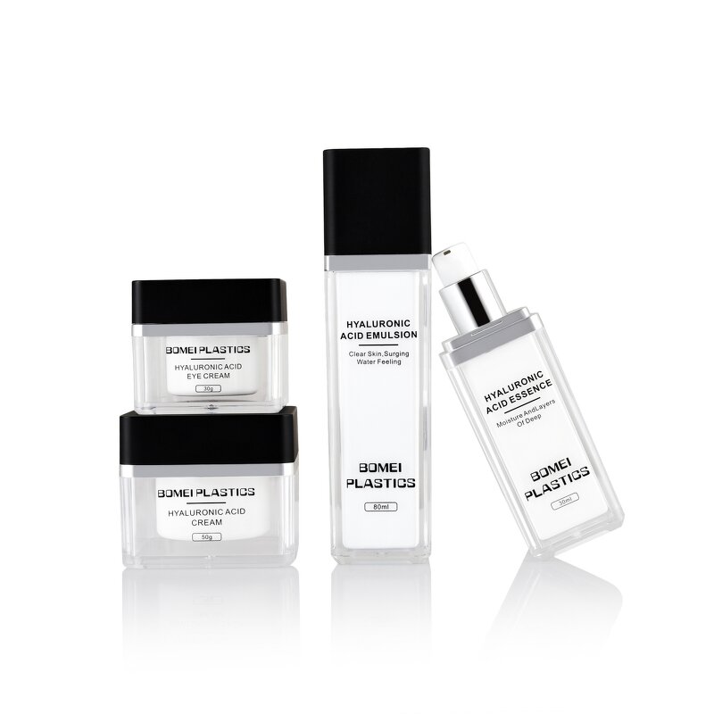 Acrylic Cosmetic Bottle Supplier - OEM 30-100ml Black Airless Set