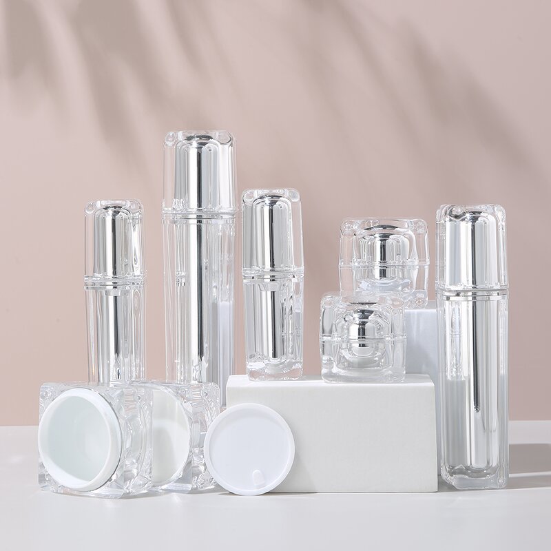 Silver Cosmetic Jar Supplier - OEM 15-100ml Acrylic Bottle Set