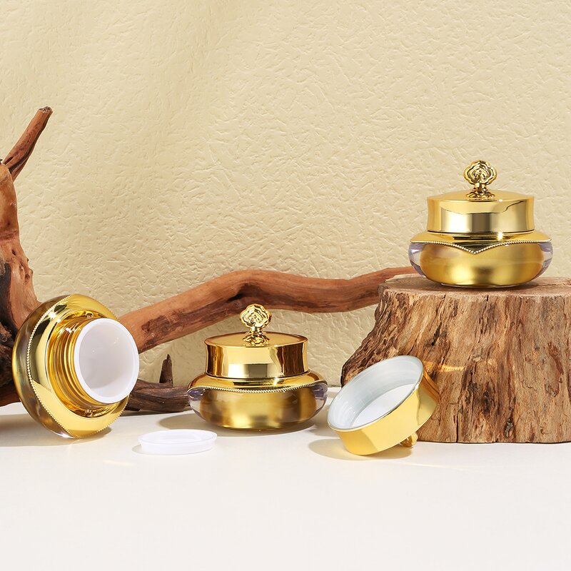 Plastic Acrylic Cream Jar Supplier - OEM Wholesale 30-50ml Gold