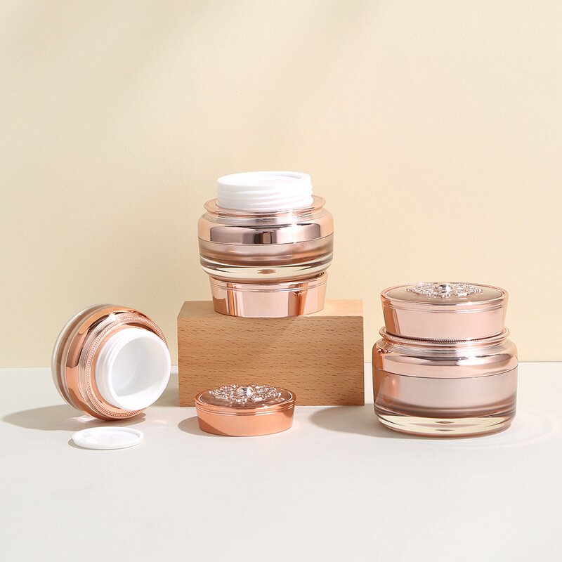Rose Gold Cosmetic Set Supplier - OEM 15-120ml Acrylic Bottle