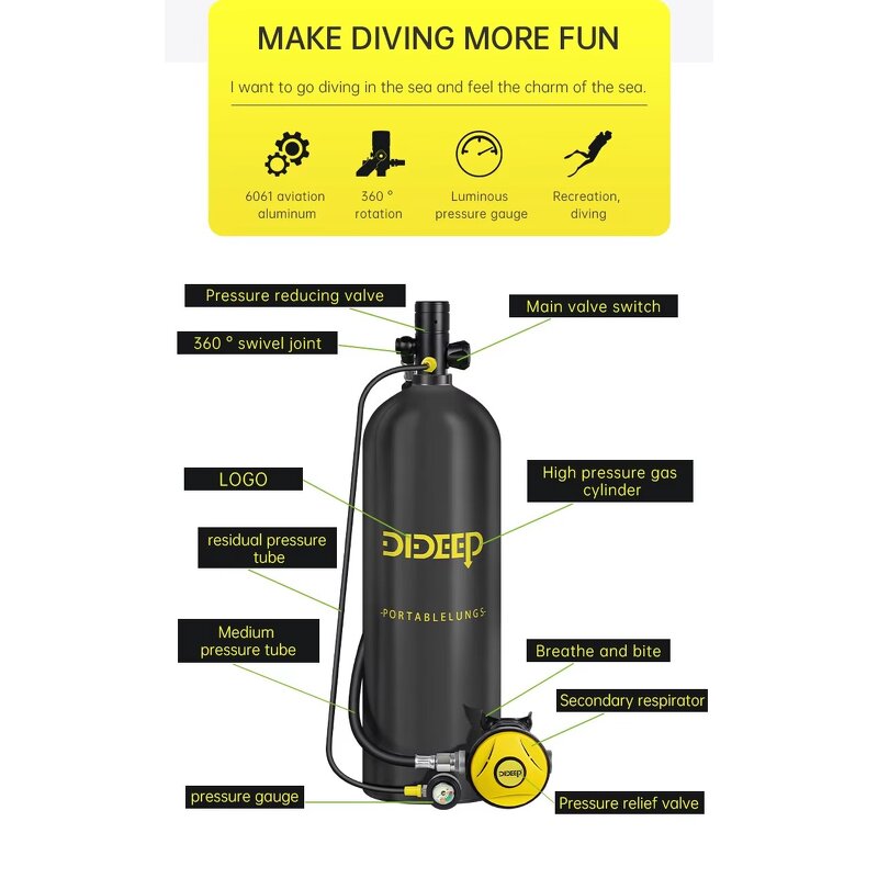 Aluminium Scuba Tank Supplier - OEM DIDEEP 3L High-Pressure