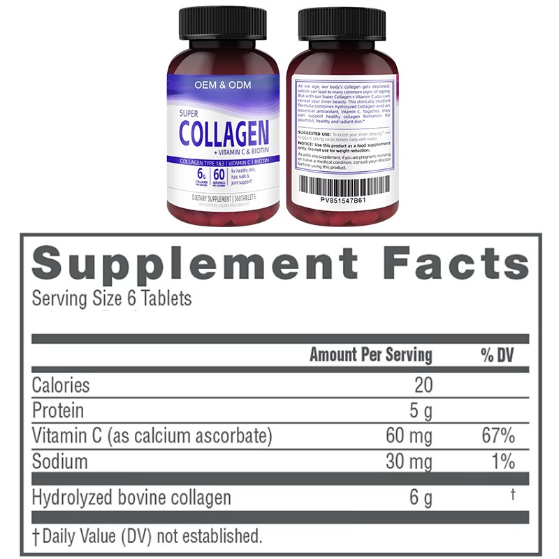 Collagen Tablets Manufacturer - OEM Vitamin C Biotin Formula
