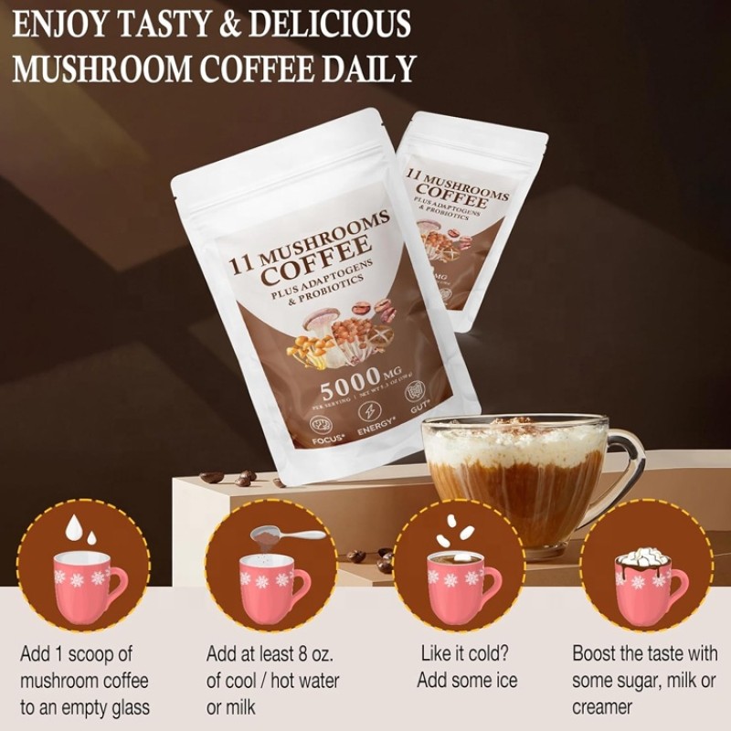 Mushroom Coffee Manufacturer - OEM 7 in 1 Organic Blend