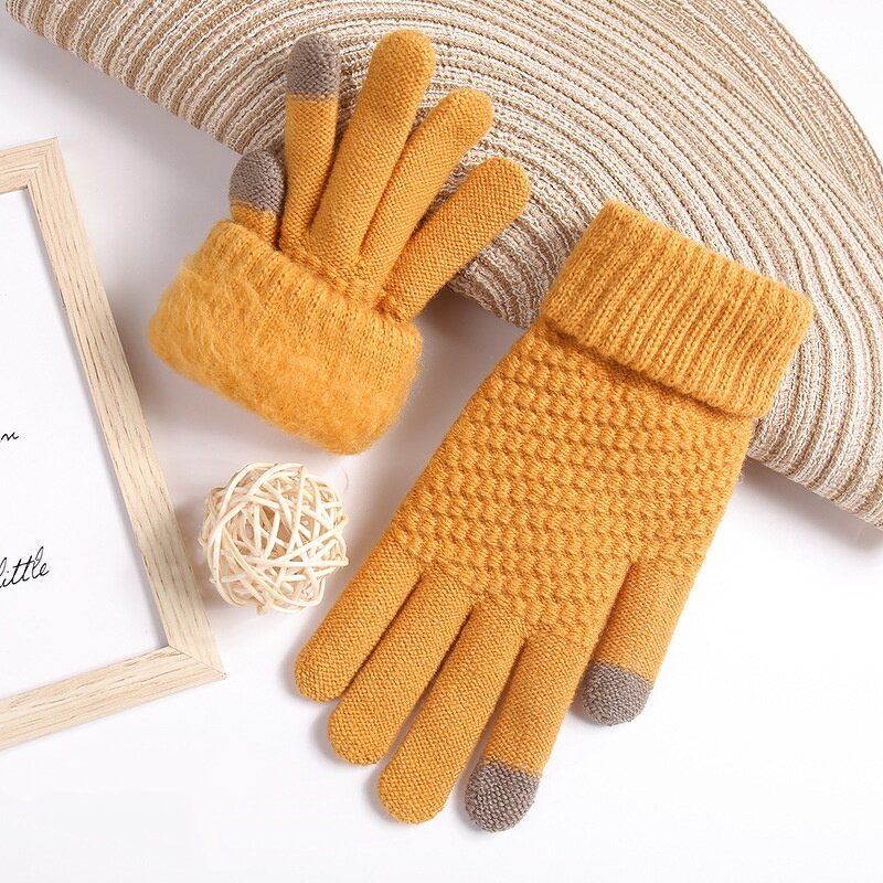 Jacquard Knitted Gloves Factory - OEM Snow Design Winter TouchScreen