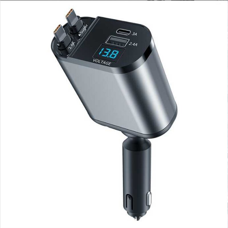 4 in 1 Car Charger Factory - OEM Grey 66W 5V3A with Retractable