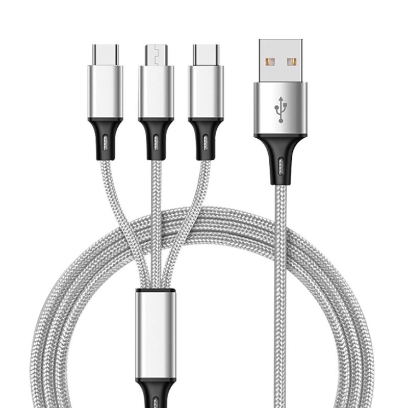 3 in 1 Nylon Cable Supplier - OEM Free Custom logo 2.8A Charging