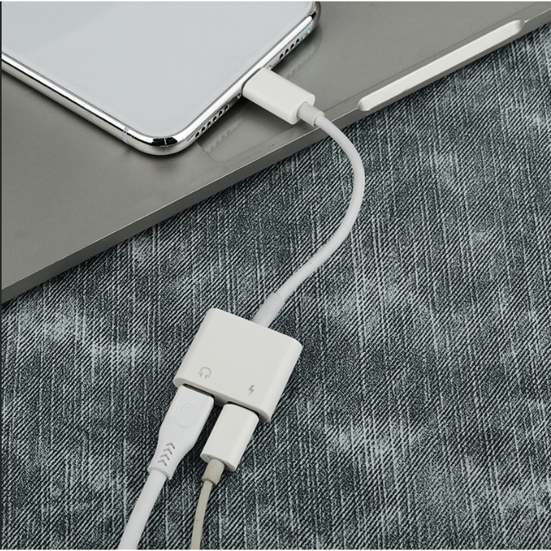 Aux Audio Adapter Cable Supplier - OEM 2 in 1 for iPhone Headphones