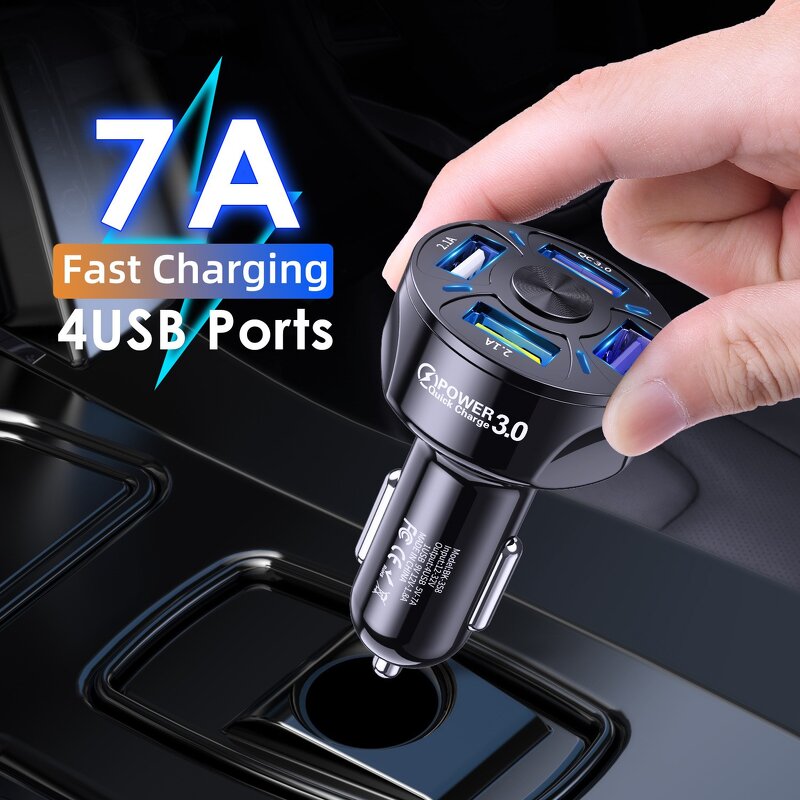 USB Car Charger Supplier - OEM 2022 New 7A QC3.0 4 Port Fast