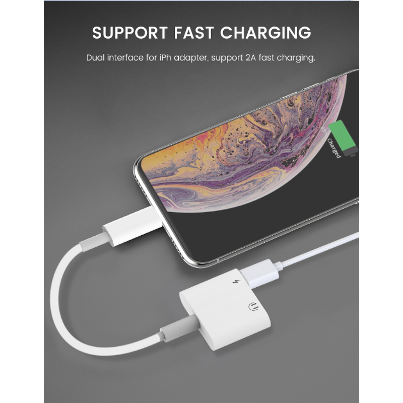 Aux Audio Adapter Cable Supplier - OEM 2 in 1 for iPhone Headphones