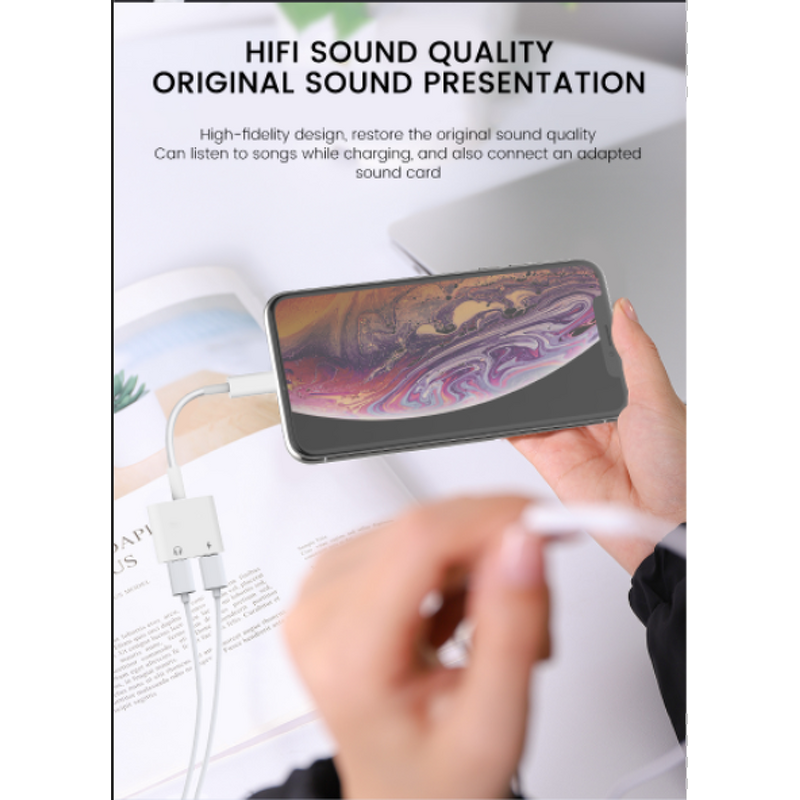 Aux Audio Adapter Cable Supplier - OEM 2 in 1 for iPhone Headphones