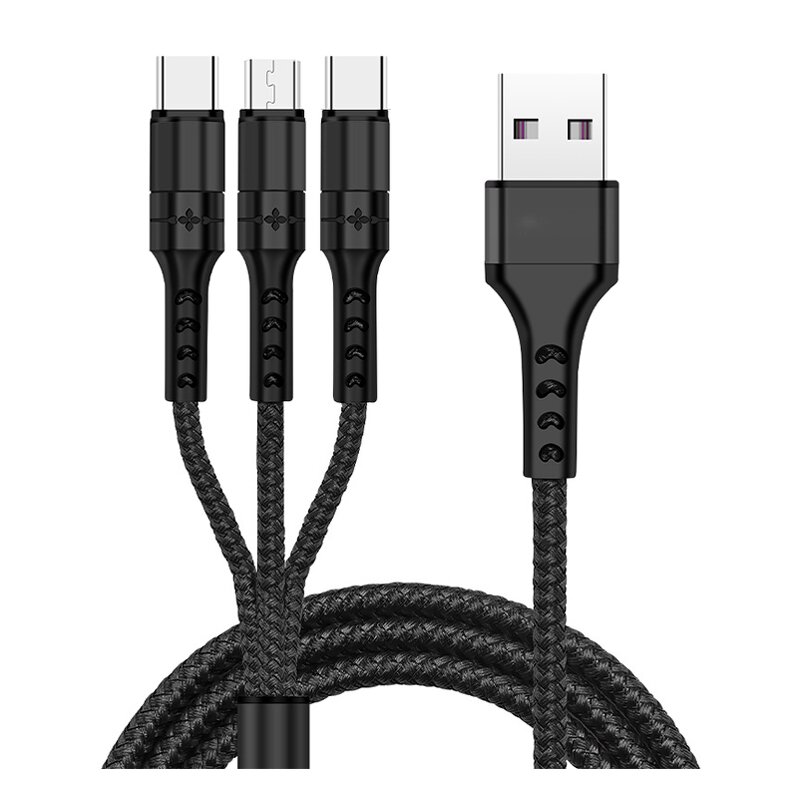 USB Cable Manufacturer - OEM 5A Fast 3 in 1 Nylon Braided