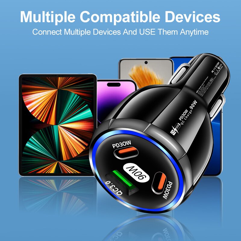 Car USB Charger Factory - OEM Fast Charging 55W 3USB PD QC 3.0