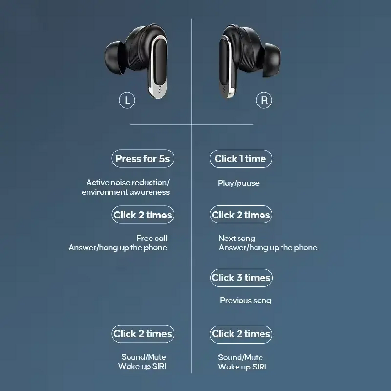 TWS Wireless Earbuds Supplier - OEM 2024 LCD Touch with Noise