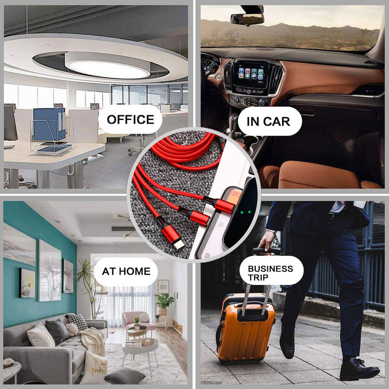 3 in 1 Nylon Cable Supplier - OEM Free Custom logo 2.8A Charging