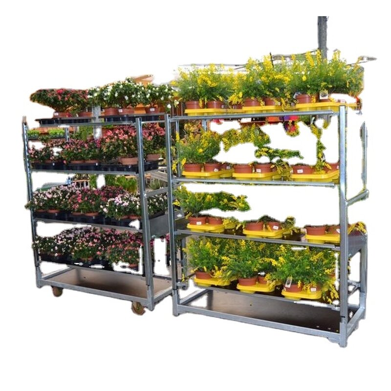 Potted Plants Mobile Shelves Factory - OEM Small Flower Display Cart