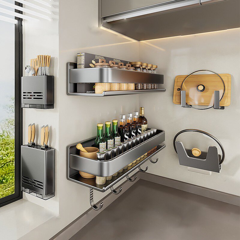 Wall-Mounted Kitchen Shelves Supplier - OEM Multi-Layer Seasoning Racks