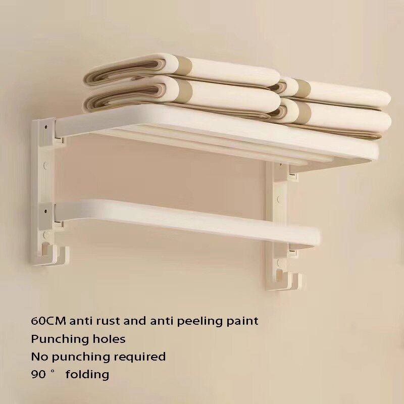 Bath Towel Rack Manufacturer - OEM Jieer Cream Wind Non-punch Shelf