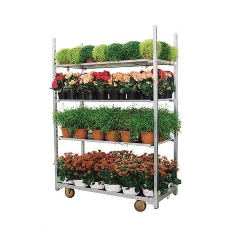 Potted Plants Mobile Shelves Factory - OEM Small Flower Display Cart