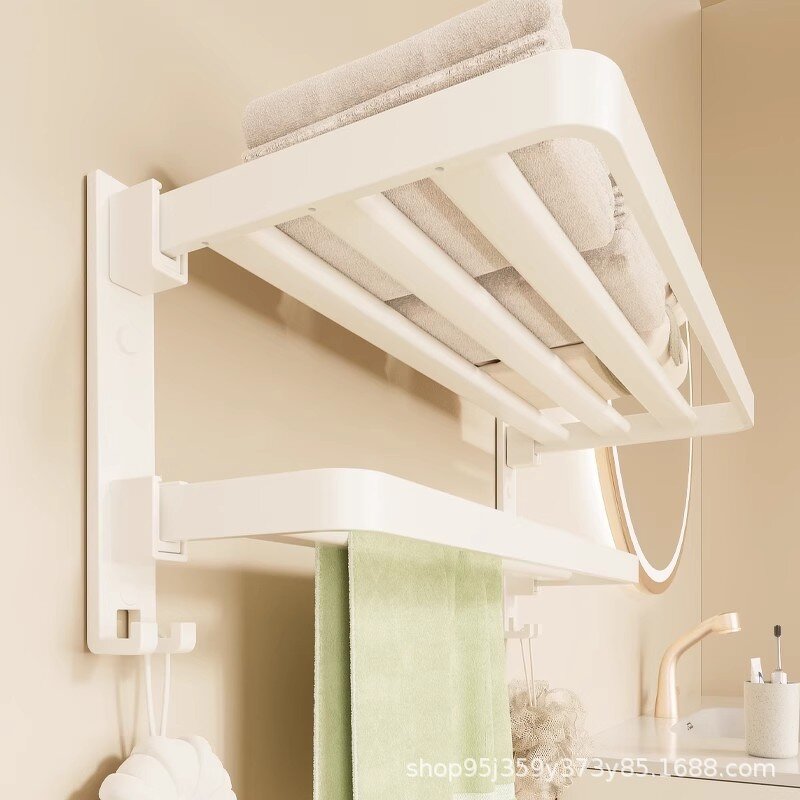 Bath Towel Rack Manufacturer - OEM Jieer Cream Wind Non-punch Shelf