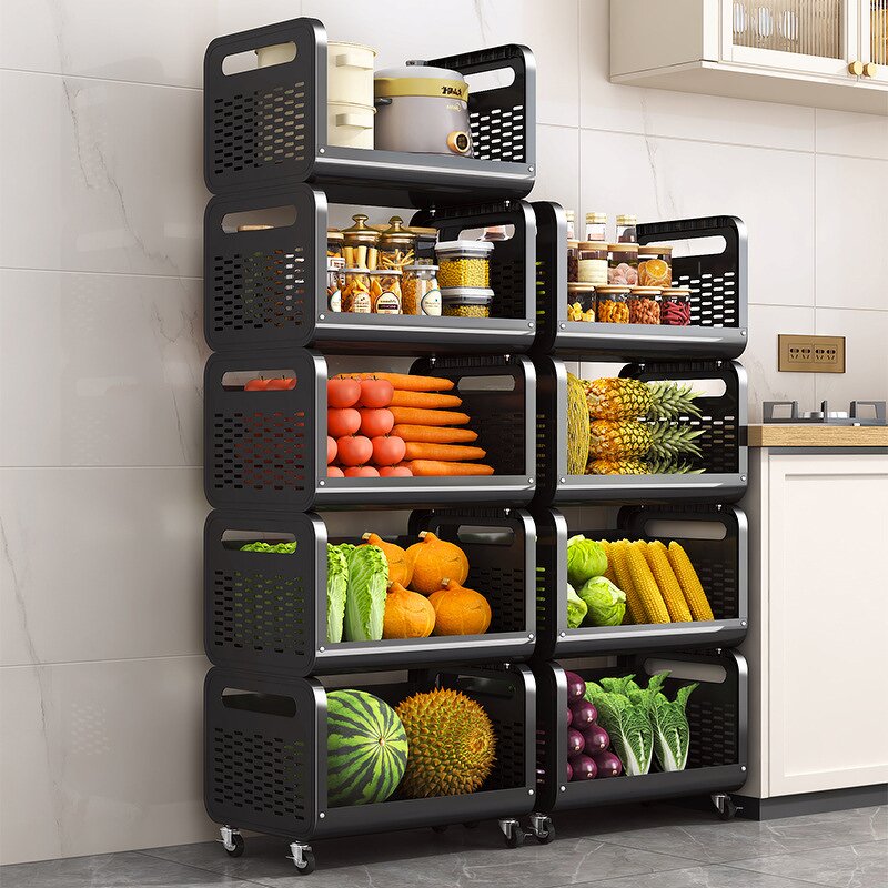 Kitchen Basket Shelves Factory - OEM Floor-to-ceiling Multi-layer Food