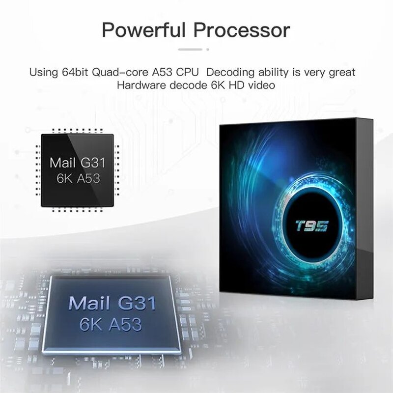 Support 6K ULTRA HD TV Box Factory - OEM T95 Android 10 4gb Ram