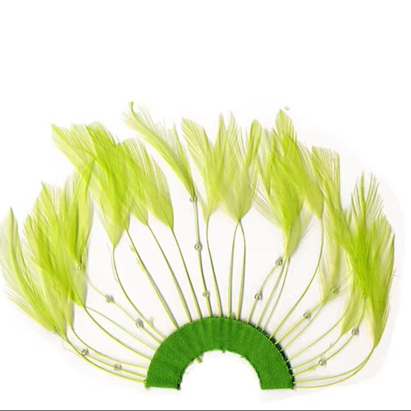 Chicken Hackle Feather Plate Manufacturer - Lime Red Fascinator