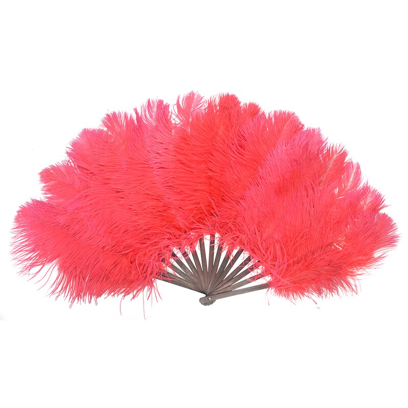 Ostrich Feather Hand Fan Supplier - Large Red Belly Dance