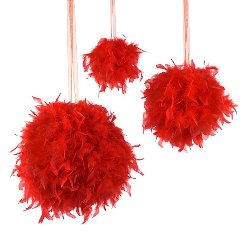 Turkey Feather Christmas Ball Factory - Red Chandelle Wedding