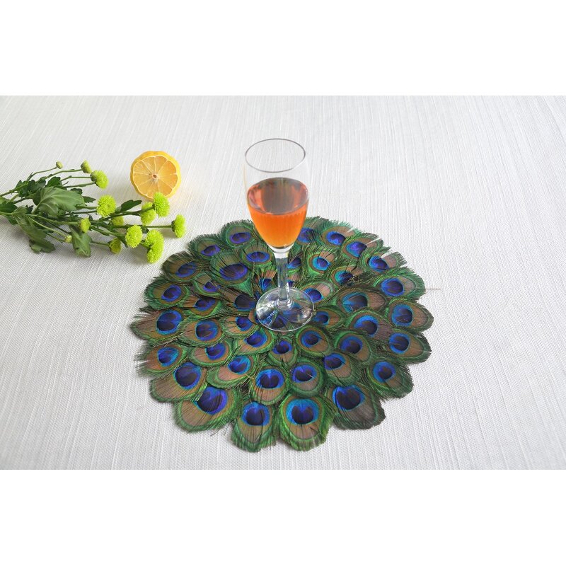 Peacock Feather Placemats Manufacturer - Real Large Eyes Decor