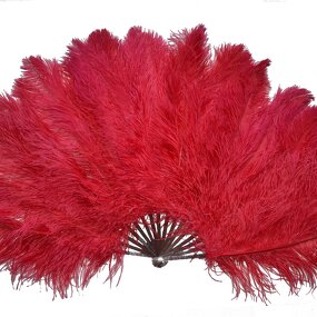 Ostrich Feather Hand Fan Supplier - Large Red Belly Dance