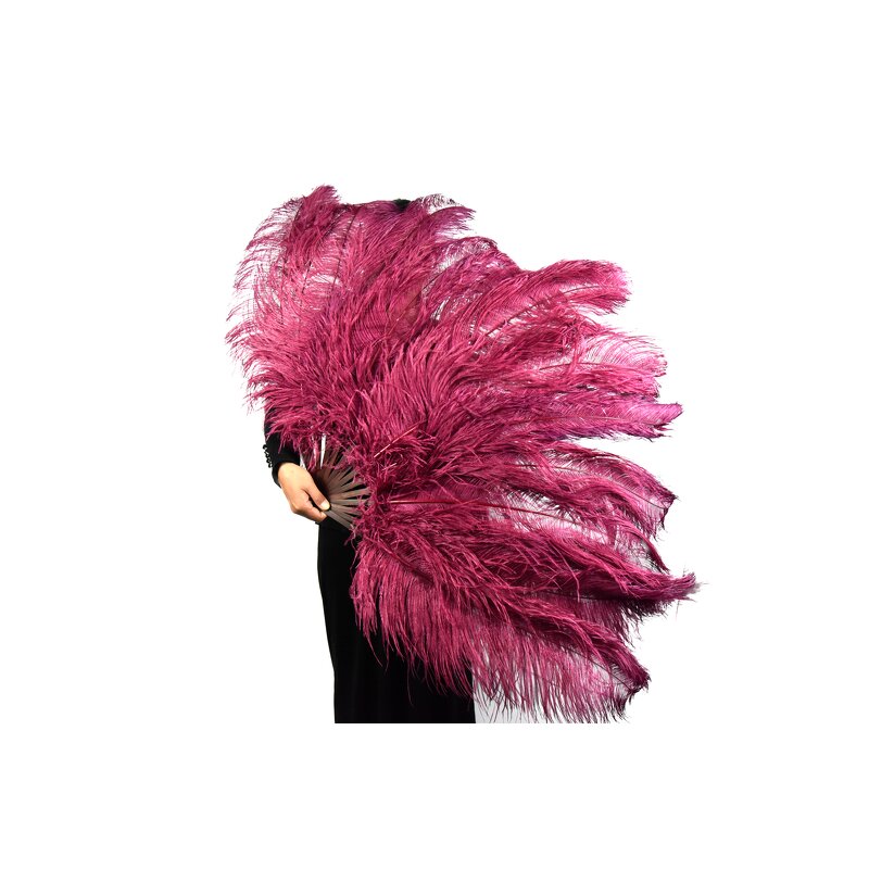 Ostrich Feather Hand Fan Supplier - Large Folding Costume