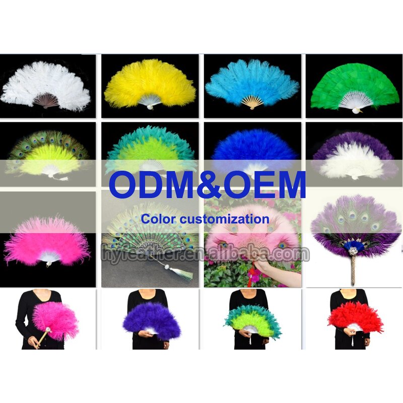 Ostrich Feather Fan Manufacturer - Dyed Bridal Dance Accessory