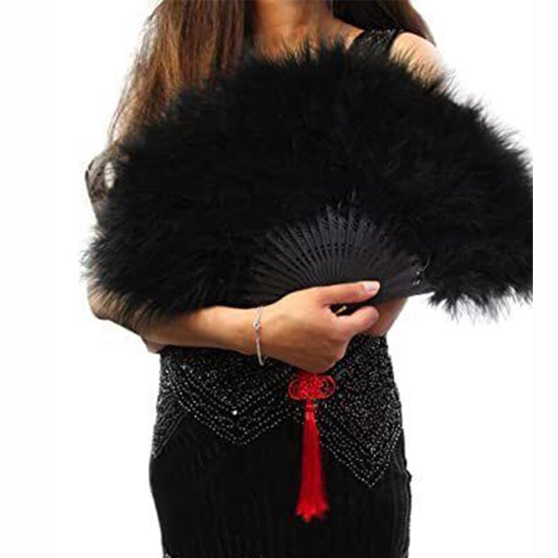 Turkey Feather Hand Fan Manufacturer - Large Marabou Folding